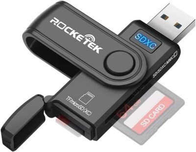 SD TF Card Reader, USB 3.0 Memory Card Adapter Dual Slot for SD SDXC SDHC MMC RS