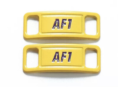 Nike AF1 Replacement Lace Tags Shoe badge Air Force One Yellow & Purple Kobe NEW
