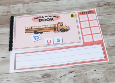 MAKE A WORD - Vowel U words - w/ letter tiles - Interactive Learning Book set