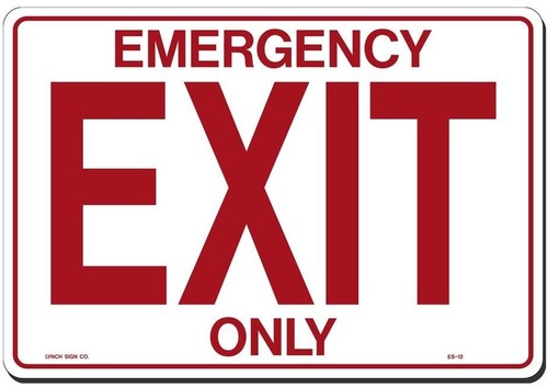 UPC 762529018156 product image for Lynch Sign 14 In. X 10 In. Red On White Plastic Emergency Exit Only Sign | upcitemdb.com