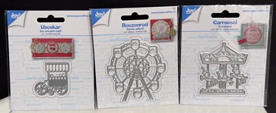 Joy Crafts AMUSEMENT PARK Ferris Wheel Carousel Ice Cream Cart Dies Lot of 3