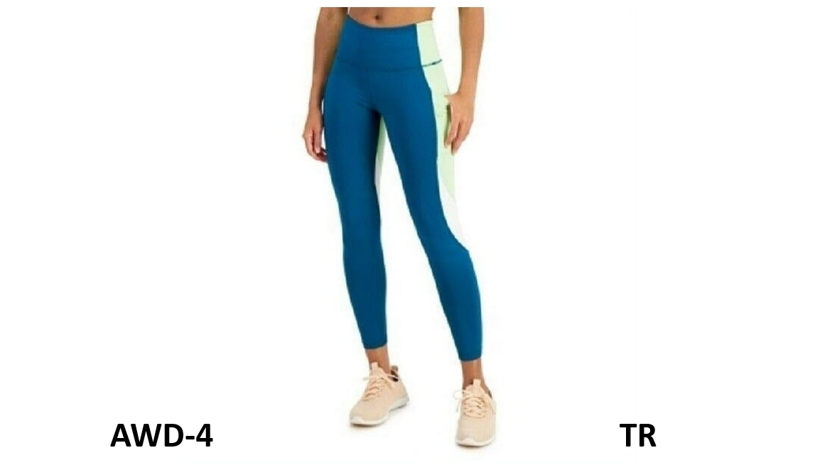 Ideology Women's Colorblock 7/8 Leggings Pants, ZEN TEAL, Size X-Small