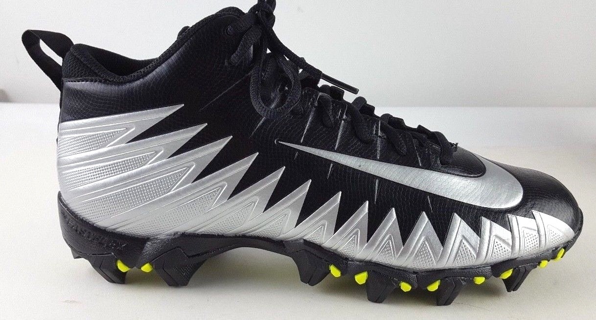 New Nike Alpha Menace Pro Mid Football Cleats sz 9.5 871451 010 Silver Black