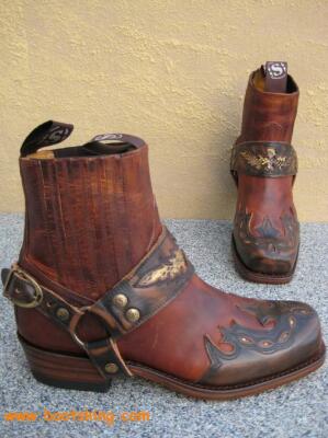 SENDRA SENDRA BOOTS BIKERBOOTS FARMER STIEFEL BRAUN LEDER HANDMADE GR. 38 BIS 45