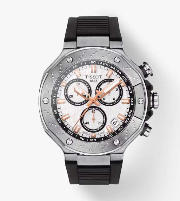 Pre-owned Tissot T-race Chronograph White Dial Black Strap Men's Watch T1414171701100