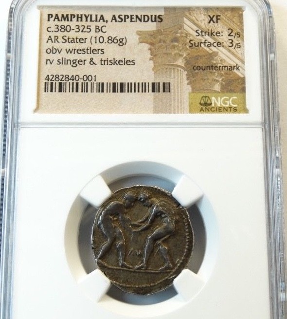 NGC XF PAMPHYLIA, ASPENDUS c.380-325BC AR SILVER STATER (10.86g)
