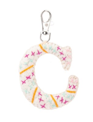 Ganz Wool Felt Embroidered Key Fob Key Chain Initial Monogram Letter ''C''