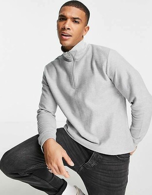 Topman Men's 1/4 Zip Twill Pullover Mock Neck Large NEW