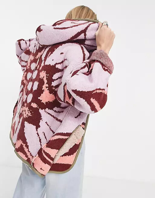 Pre-owned Free People Winter Chill Jacket Coat $268 S M L Reversible Oversized Fleece In Multicolor