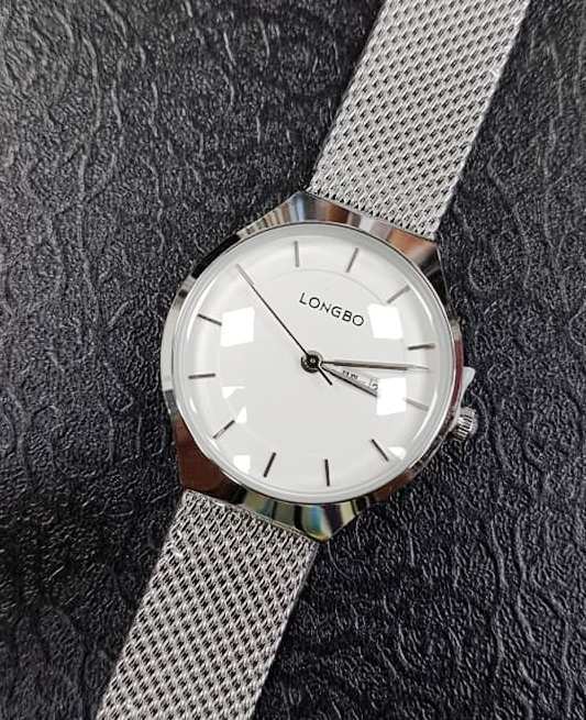 Orologio Polso Longbo Donna Analogico Quarzo Fashion Maglia Milano Silver lac