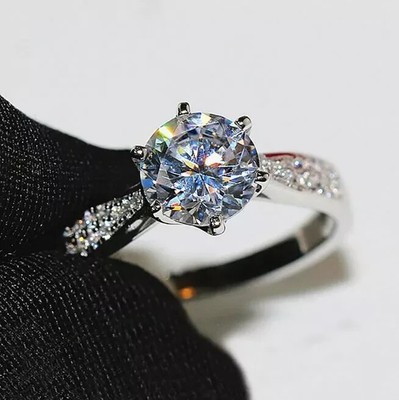 2.00Ct Round Lab-Created Diamond Solitaire Engagement Ring 14K White Gold Plated