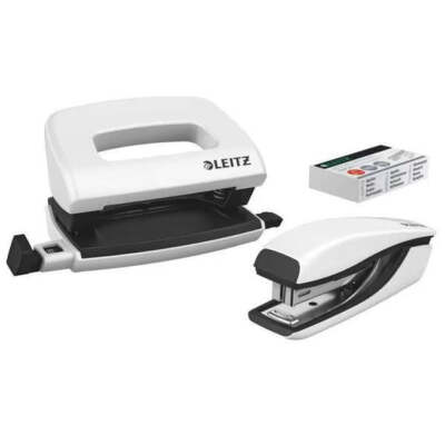 NEW Leitz Nexxt Wow Mini Stapler and Punch Set White