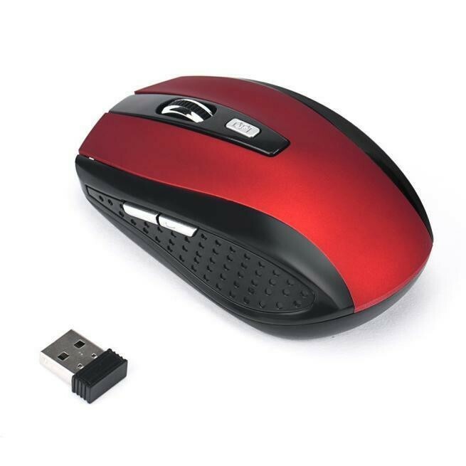 2.4GHz Wireless Mouse 2000DPI Computer Optical Mice USB Receiver for Laptop Red