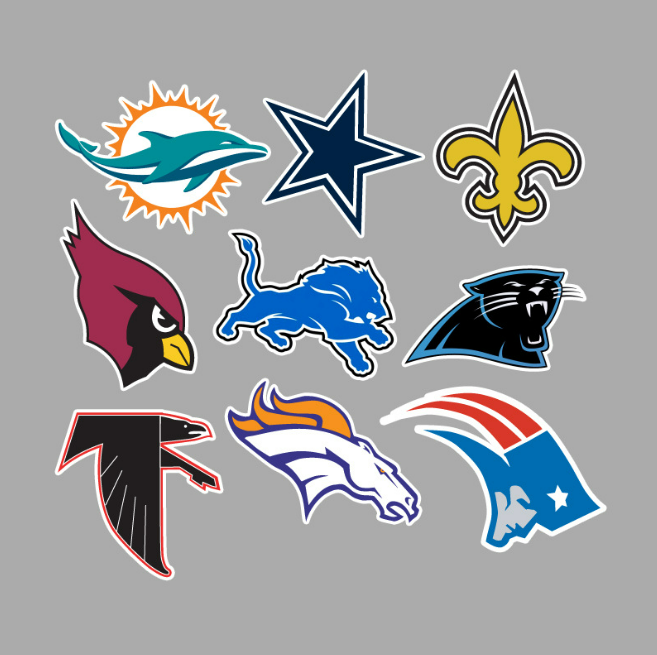 32 Pcs Stickers NFL All 32 Teams LOGO NFL Luggage Skateboard Car Laptop Vinyl