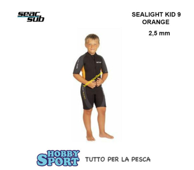 MUTA ESTIVA SEACSUB 2.5mm SEALIGHT KID 9 ORANGE BAMBINO CERNIERA ANTERIORE SEAC