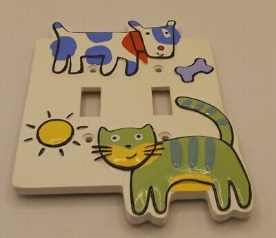 Jenny and Jeff Designs Best Friends Cat and Dog Decorative Double Switch Plate
