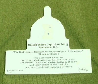 1997 The Cat's Meow Wooden United States Capitol Building