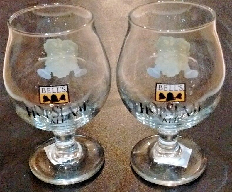 NEW Set of 2 Bell's Brewing HOPSLAM ALE Tulip Pint Bell's Beer Glass