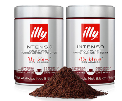 2 pack ILLY INTENSO ESPRESSO Bold Roasted GROUND Coffee 100% Arabica 250g Italy
