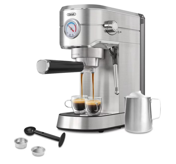 Silver 20 Bar Professional Espresso Machine, Stainless Steel