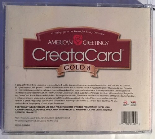 American Greetings CreataCard Broderbund GOLD 8