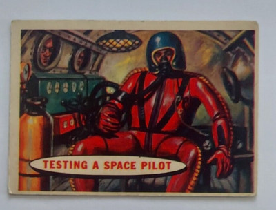 1958 Topps Target Moon #11 Testing a Space Pilot Blue Back