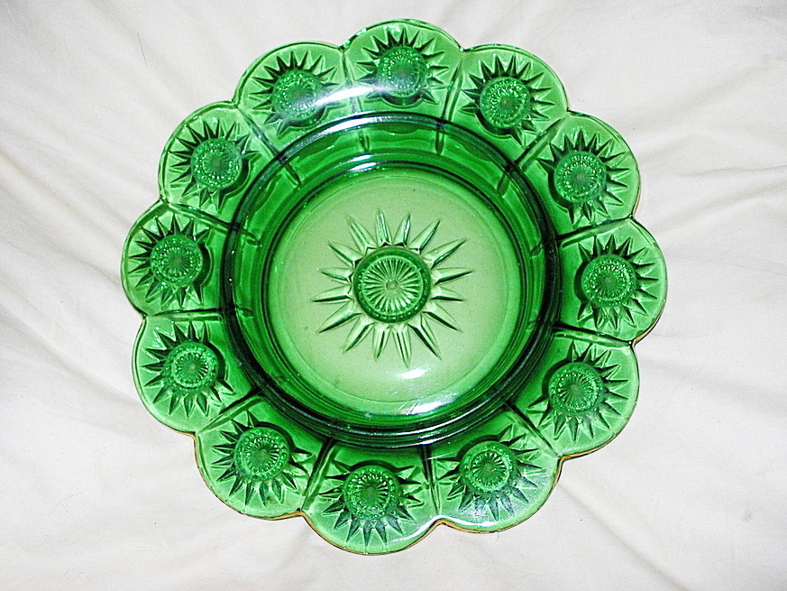 Green Carnival Glass Butterdish Genuine Antique Superb Condition Early 1900s