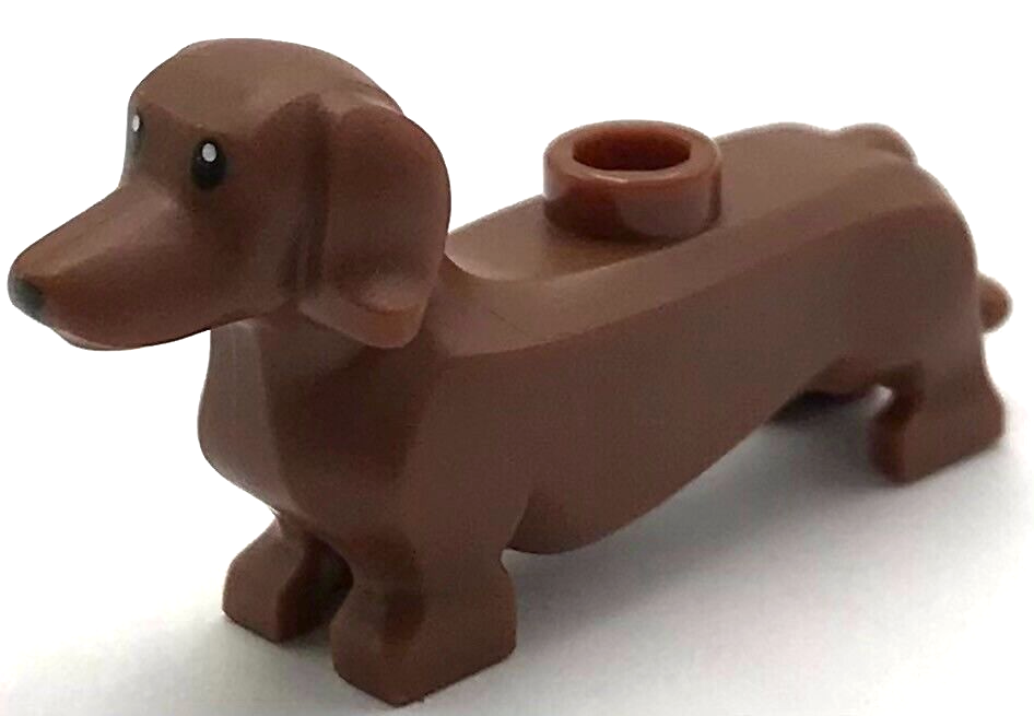 Dachshund With Black Eyes and Nose and Tan Markings Genuine LEGO® Animal -   Israel