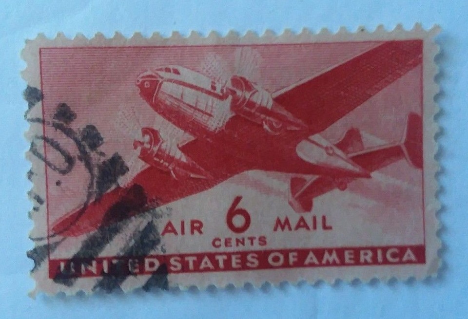 Stamp US 1941 6 Cent Skymaster Carmine Airmail   Stamp Used