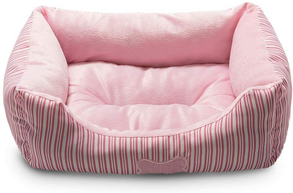 Small Medium Dog Cat Plush Rectangle Nest Puppy Sleep Bag Cushion Pink