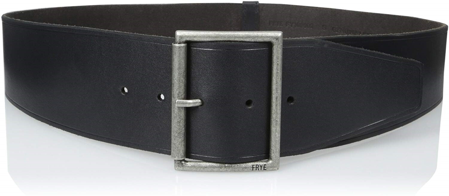 Frye 176031 Womens Shaped Casual Leather Waist Belt Solid Black Size Large