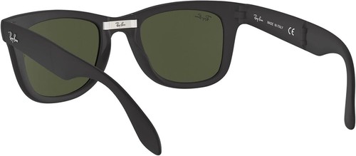 Pre-owned Ray Ban Ray-ban Rb4105 Folding Wayfarer Square Sunglasses Matte Black/g-15 Green