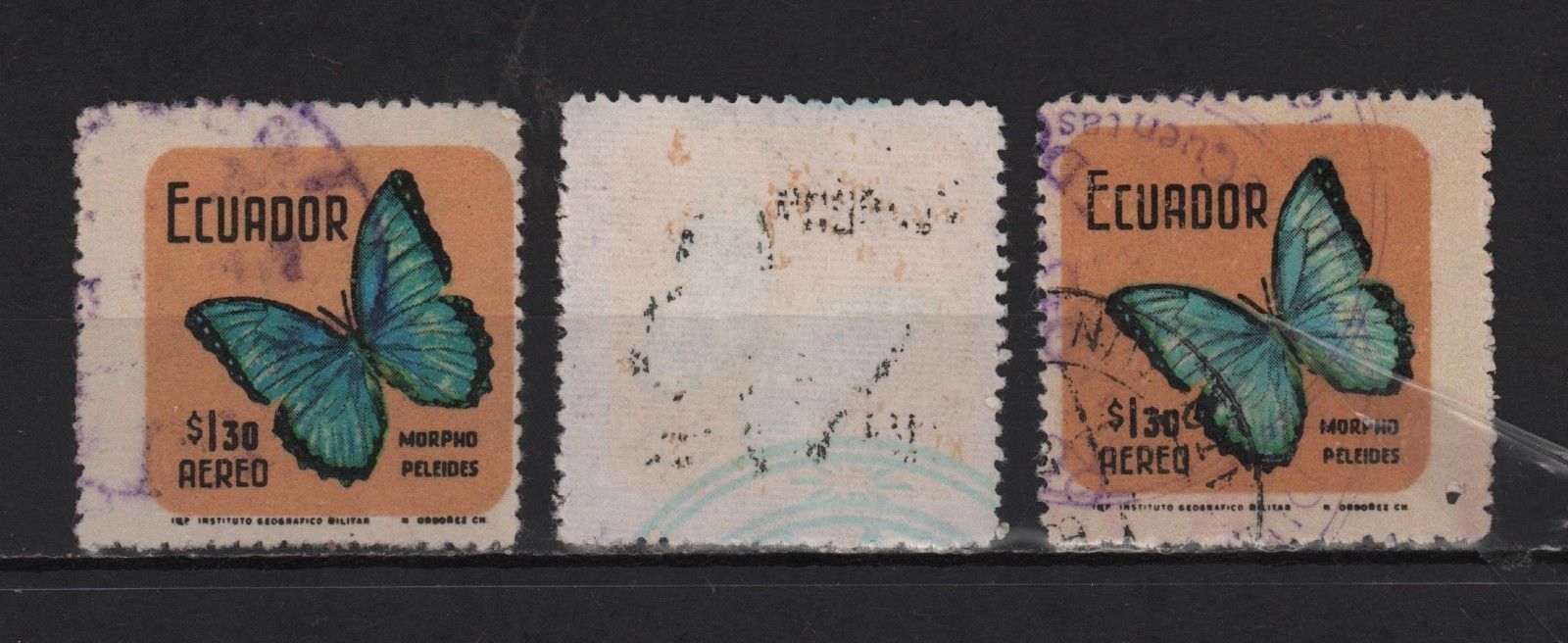 Butterflies Used Individual Ecuadorian Stamps