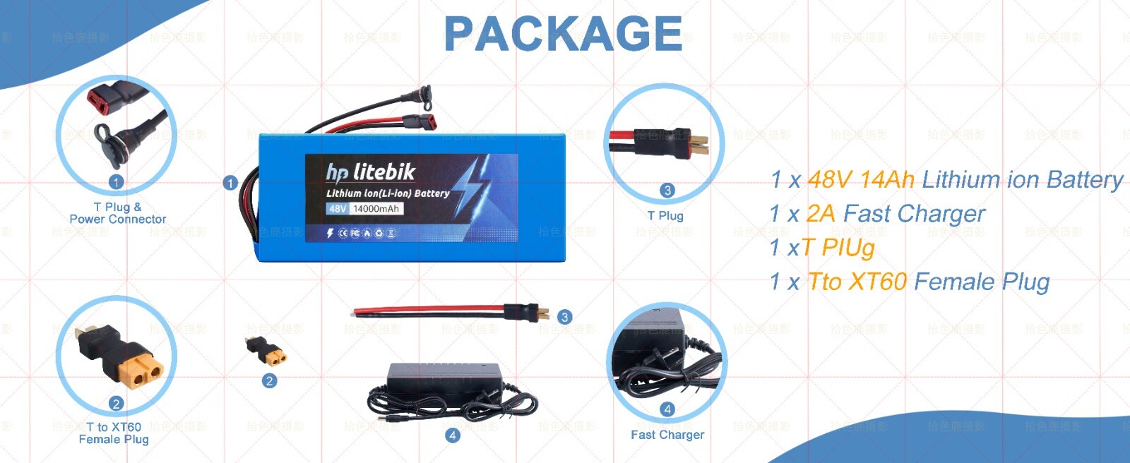 E-bike accu 36V 48V 10Ah 15Ah 20Ah 25Ah 30Ah Elektrische fiets lithium-ion accu met BMS-beschermingsplaat voor 200W 350W 500W 1000W motor elektrische