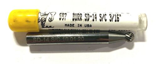 Marxman SD-14 3/16" Carbide Burr Ball Shape Single Cut 1/4" Shank USA Made