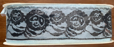 Wright s Trims 3  Flat Floral Scallop Lace 24 yds ~ 31 Black~ L 6071 Wash & Wear