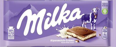 Milka Chocolate Candy | Milka Bar Alpine Milk Cream | 3,5 Ounce Total /100 Gr