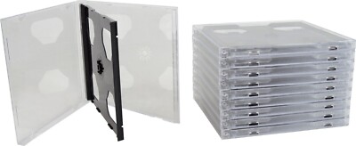 (10) CD2R10DG Double CD Jewel Boxes Cases SLIMLINE Dark Gray / Black Tray 2CD