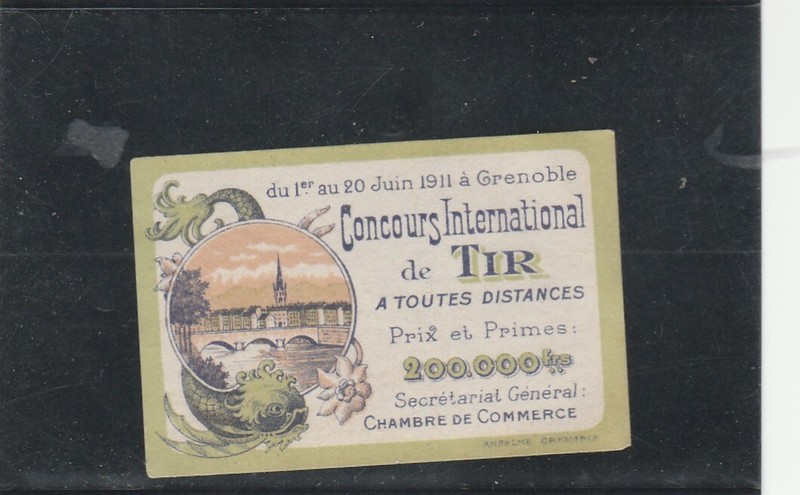 L7095 Timbre  Vignette Concours International De Tir Grenoble Juin 1911 Neuf*