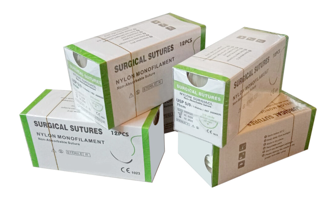 1 Pack Chirurgisches Nylon Nahtmaterial-5/0(Nadel 22mm 3/8  schneidend)MHD 2025