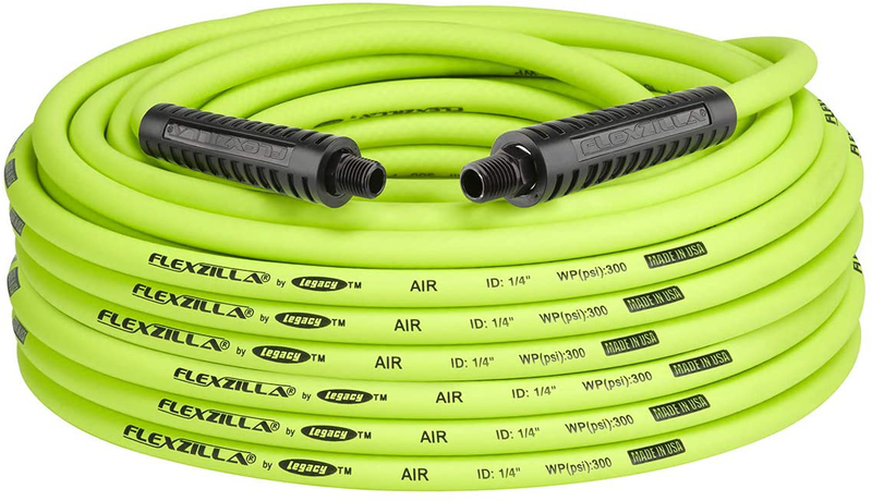 Flexzilla Air Hose, 1/4 In. X 100 Ft, 1/4 In. Mnpt Fittings, Heavy Duty,