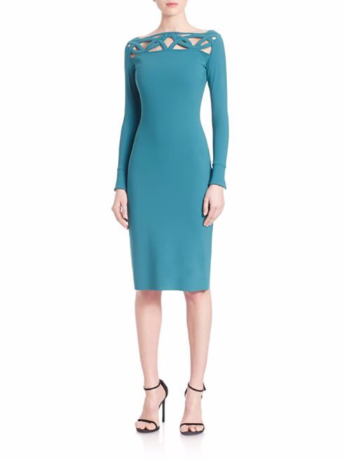 Pre-owned Petite $695 La  Robe Di Chiara Boni Terrie Dress In Teal Sz 46/10 In Blue
