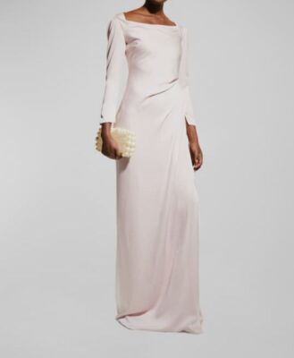 $4200 The Danes New York Women's Pink Silk Draped Moira Gown Dress Size 10