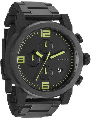 Pre-owned Nixon The Ride All Black Luminous Mens Watch A3471256 In Dark Slate Gray