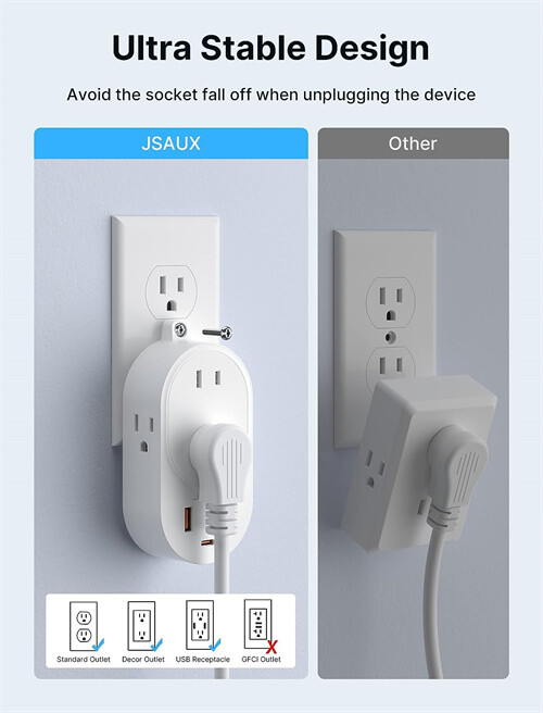 Outlet Splitter Travel Multi Outlet Wall Plug Adapter 4 Outl