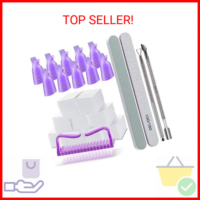 Gel Nail Polish Remover Tools Kit, with 10 Pcs Nail Clips, 400 Pcs Lint Free Nai