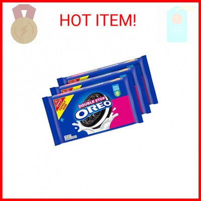 OREO Double Stuf Chocolate Sandwich Cookies, Family Size, 3 Packs