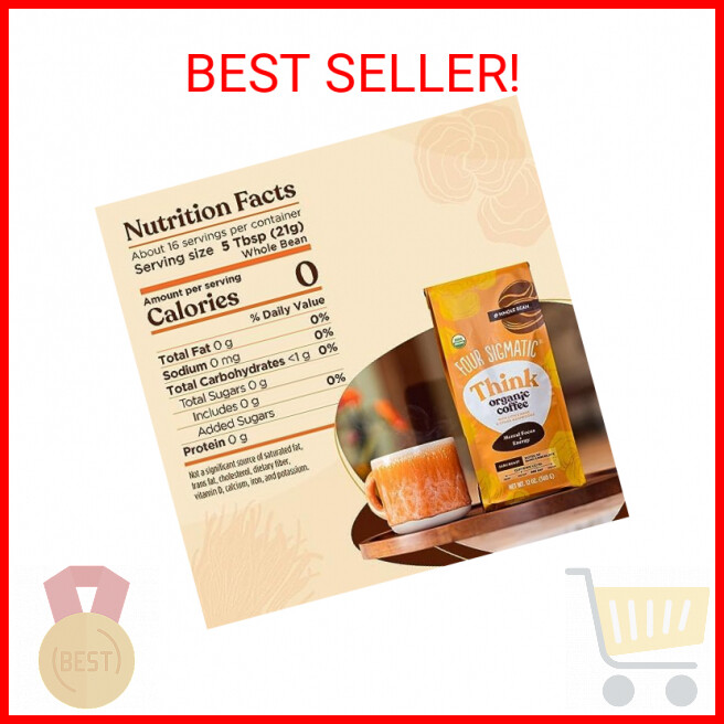 Dark Roast Organic Whole Bean Coffee by Four Sigmatic | Fair Trade Coffee Beans