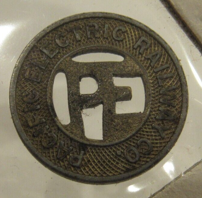 1943 Pacific Electric Railway Los Angeles, CA Transit Trolley Token - California