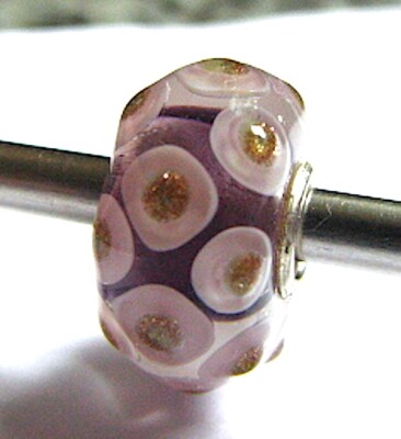 Authentic Trollbeads OOAK Glitter Bud Python Unique Glass Bead